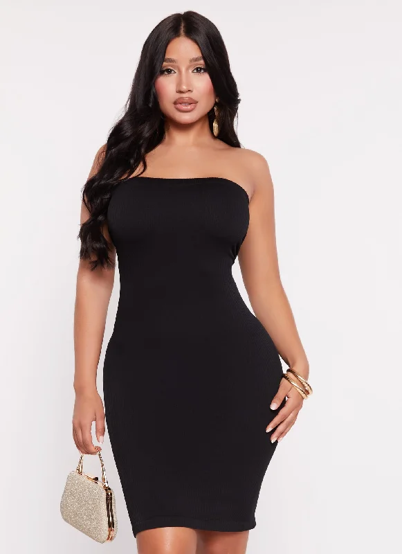 women's smart casual dressesRibbed Seamless Tube Dress