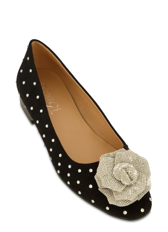 women's casual dressesRhinestone Flower Studded Flats