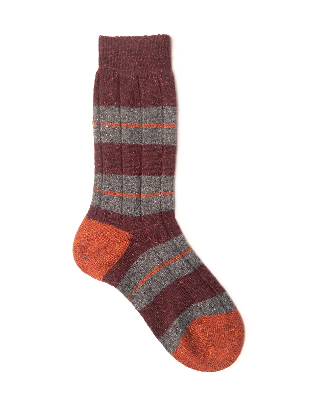 women's trendy dressesFLECK BLOCK STRIPE WOOL MID CALF - MAROON