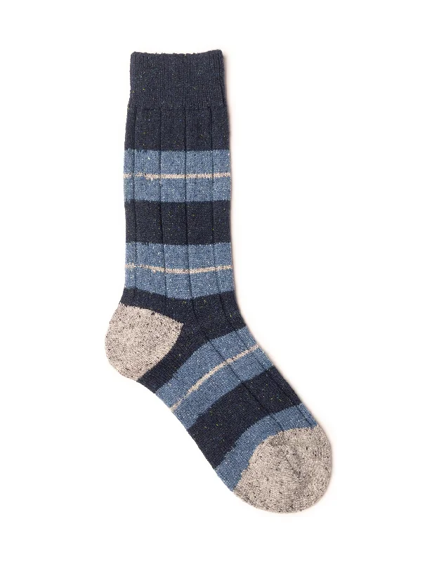 women's prom dressesFLECK BLOCK STRIPE WOOL MID CALF - NAVY