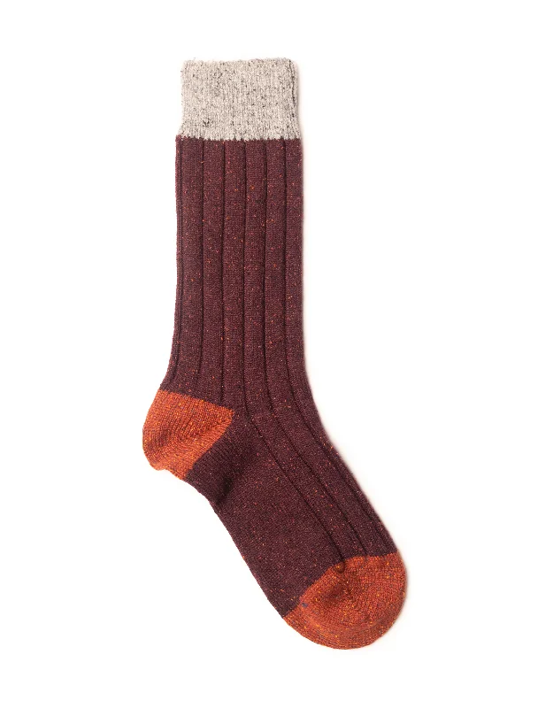 women's casual dressesFLECK CONTRAST HEEL AND TOE WOOL MID CALF - MAROON