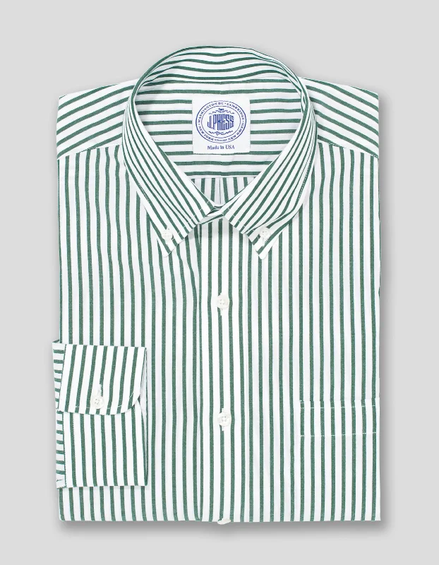 women's bodycon dressesHUNTER GREEN/WHITE BUTCHER STRIPE BROADCLOTH DRESS SHIRT