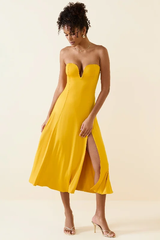 women's prom dressesBandeau Midaxi Dress in Golden Yellow