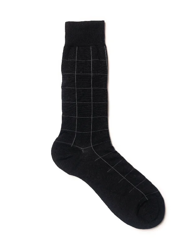 women's high-low dressesLARGE SCALE WINDOWPANE WOOL MID CALF - BLACK