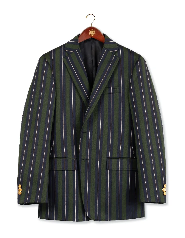 women's stylish dressesNAVY/GREEN STRIPE BLAZER