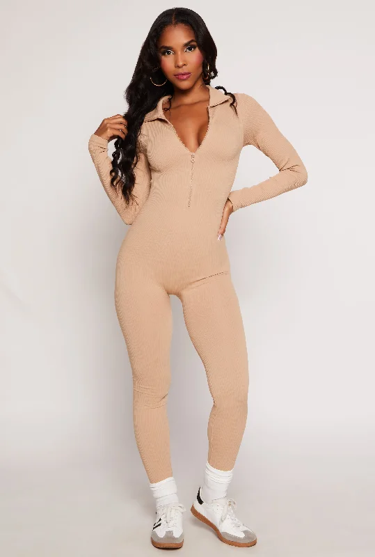 women's everyday dressesSeamless Collared Half Zip Catsuit