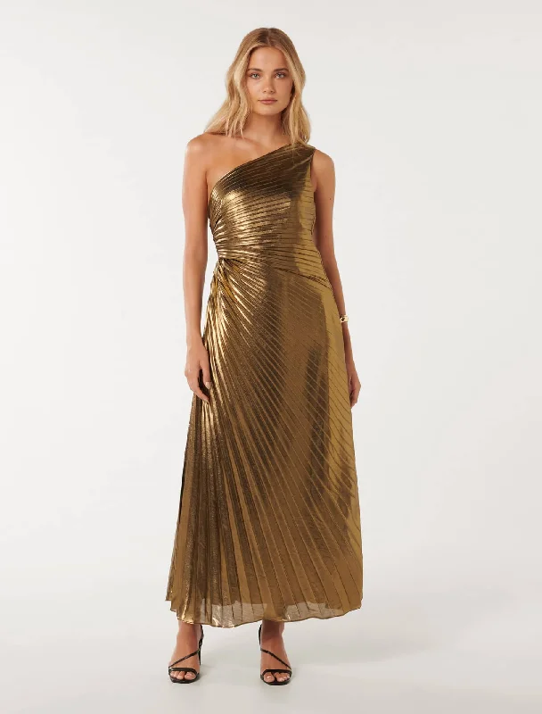 women's business casual dressesTaylah Metallic One Shoulder Dress