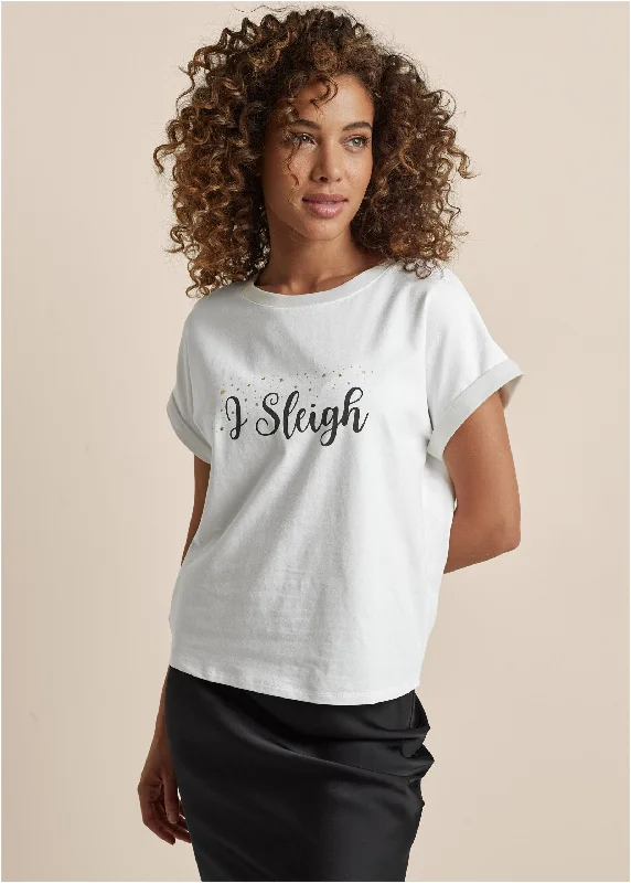 women's lace dressesI Sleigh Graphic Tee - White